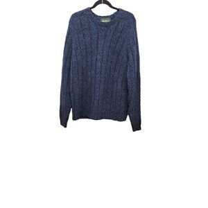 Eddie Bauer Heritage Mens Cable Knit Blue Wool Sweater Size L